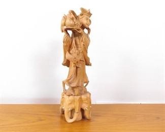 Vintage Wood Carved Asian Woman