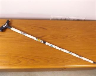 Antique Bone Carved Asian Themed Walking Cane