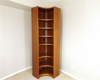 TALL Danish Wood Corner Bookshelf