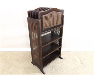 Vintage Wood Rattan Magazine Rack