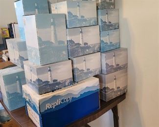 I have 95 Harbor Lights art pieces! Never opened! They will be displayed on tables. 