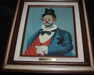 Item #13 Red Skelton limited-edition print on canvas signed by Red Skelton on back numbered 493 of 5000 - 8" x 10" frame 14 1/2" x 12 1/2" - $450 