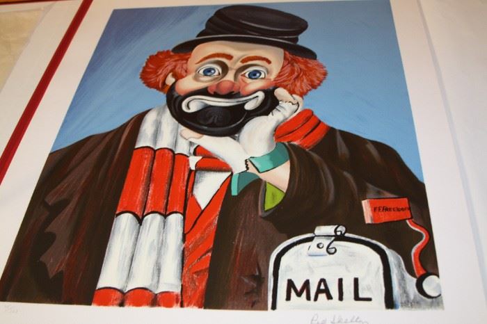 Item #15 Red Skelton "Freddie's World" Lithograph RS 115 of 200 made signed in pencil unframed in 24" x 31 3/4" - $850