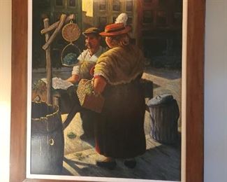 Edward Garbley "The Vegetable Vendor" Oil on Canvas 36"x30"