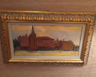 Tony Green "Stuckey Building, Venice" Oil on masonite 6"x12"