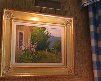 "Hollyhocks" Oil on canvas 9"x12"