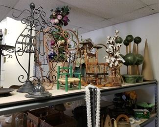 Jewelry displays, wine rack, Craft pieces for trees and some pearl garland hanging