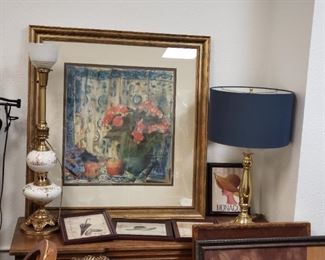 Nicely framed Art Print, lamps more