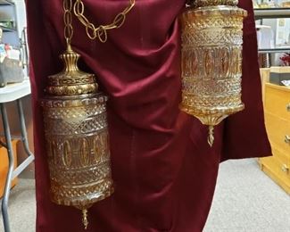 Gorgeous 1940's or 50's swag carnival glass Hanging Lanterns!