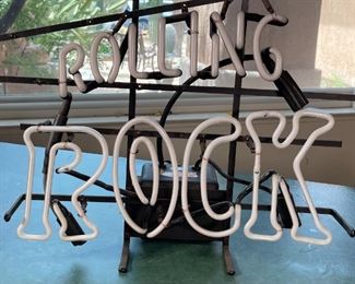 Rolling Rock Beer Neon Bar Sign Vintage Blue Green 2 color	18.5x23.5x7in	HxWxD
