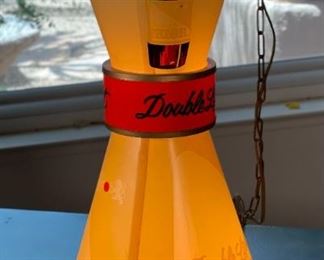 Rare Prior Double Light Lighted Motion Beer Sign Hanging Philadelphia PA	22in H x 10in Diameter at base	

