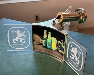 Lowenbrau Lighted Clock Hanging Sign Motion Rotating Vintage Löwenbräu	11x25x25in	HxWxD
