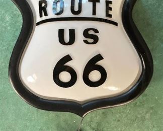 Route 66 Lighted Bubble sign	14x14x3.5in	HxWxD
