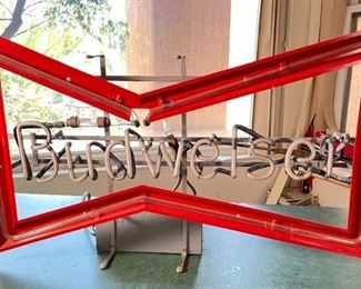 Vintage Budweiser Beer Bowtie Neon Bar Sign  Bow Tie  Anheuser Busch Brewery Mt. Vernon Neon Sign Company	18x30x6.5in	HxWxD
