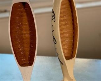 2pc Leinenkugel Beer Canoe Tap Handle Leinie Original  & Lenies Hefeweizen	15x8x5.25in	HxWxD
