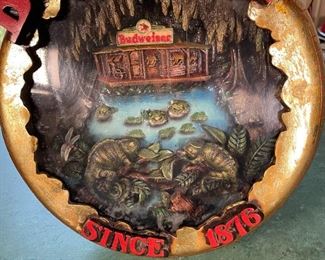 Budweiser Bottle Cap Chameleons Sign Louie Frankie Lizards Advertising Shadow Box	16.5x15.5x5in	HxWxD
