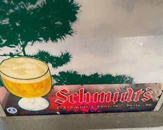 Rare 1930s-40s Schmidt's Beer  “Tangy as the Pines" Art Deco Lighted Bar Sign Reverse Painted C Schmidts & Sons Philadelphia PA Schmidt	12.75x12x4in	HxWxD
