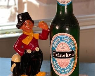 Heineken Beer Chalkware Dutch Boy Statue Advertising	20x14x6.75in	HxWxD

