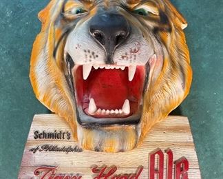 Schmidt's Beer Tiger Head Ale Foam 3d Display Sign Schmidts Vintage	17x13x7.5in	HxWxD
