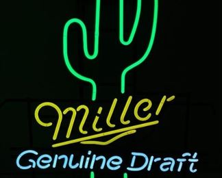 Miller Genuine Draft Beer Saguaro Cactus Neon Bar Sign	31x23x7in	HxWxD
