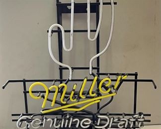 Miller Genuine Draft Beer Saguaro Cactus Neon Bar Sign	31x23x7in	HxWxD
