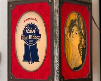 Pabst Blue Ribbon Beer Rotating/Motion Spin Sign Lighted Hanging Lantern bar Light Gibson Girl	14x8.25x8.25in	HxWxD

