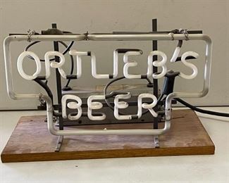 Vintage Ortlieb's Beer Neon Bar Sign Ortliebs	12x18x9.25in	HxWxD
