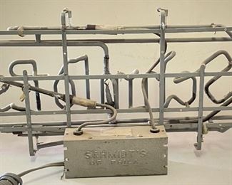 AS-IS Vintage Schmidt’s Beer Neon Bar Sign  Schmidts	14x25x6in	HxWxD
