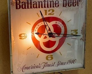 1963 Ballantine Beer PAM Clock Domed Glass	15x15x3.5in	HxWxD
