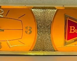 Budweiser Beer Lighted Clock Sign	8.5x32x5in	HxWxD
