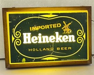 Vintage Heineken Holland Beer Lighted Sign	13x19x4in	HxWxD
