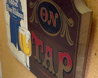 Pabst Blue Ribbon Beer On Tap Wood Sign P-278 PBR	10x13.5x.75in	HxWxD
