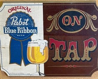 Pabst Blue Ribbon Beer On Tap Wood Sign P-278 PBR	10x13.5x.75in	HxWxD
