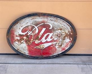 Huge 1950s Blatz Beer Oval Convex Metal Sign Allen-Morrison (AM) Sign Co	36x54x3in	HxWxD
