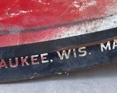 Huge 1950s Blatz Beer Oval Convex Metal Sign Allen-Morrison (AM) Sign Co	36x54x3in	HxWxD
