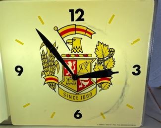 1960s Schmidt's Clock Sign Cold Beer To Go Schmidts	14x36.5x5in	HxWxD
