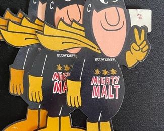 Lot of 14 1970s Budweiser Bud Man & Might Malt NOS Stickers Decals	Approx: 8x6in	
