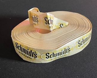Vintage Schmidt’s Beer of Philadelphia Sticker Roll Factory	Sticker 2.5in Long	
