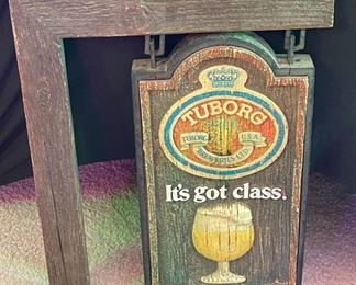 Vintage Tuborg Beer Sign Tavern Style Post	23x16in	
