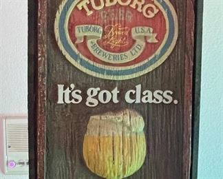 Vintage Tuborg Beer Sign Tavern Style Post	23x16in	
