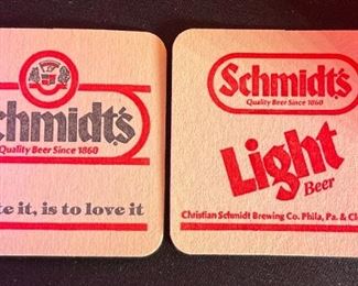 Schmidt's Beer  Vintage Drink Coaster lot	Coaster: 3.25x3.25	
