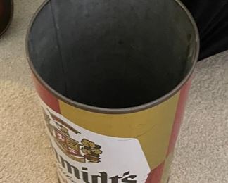 Schmidt's of Philadelphia Light Beer Garbage Can	19in H x 10in diameter	
