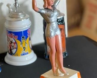 1960s Sterling Beer Girl Statue Bell Ringer with Card	19x4.75x4.75in	HxWxD
