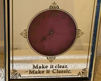 Golden Classic Premium Beer Clock Mirror	19.5x13.25x2.5in	HxWxD
