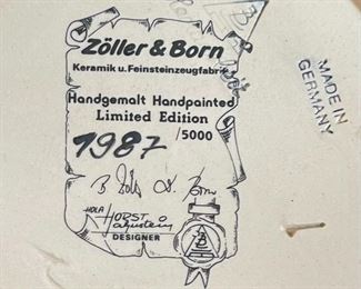 Zoller & Born Christmas Beer Stein Limited Edition 1987	11.5 x 4.25in Diameter at base	
