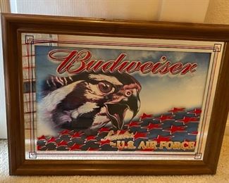 Budweiser Beer Salutes The US Air Force Bar Mirror Sign	20.5x27.5in	HxWxD
