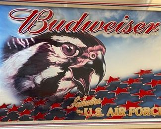 Budweiser Beer Salutes The US Air Force Bar Mirror Sign	20.5x27.5in	HxWxD
