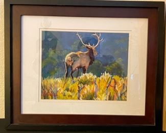 Original Art J Conklin Pastel Stag Painting	Frame: 14x17 image: 7.5x9.5in	
