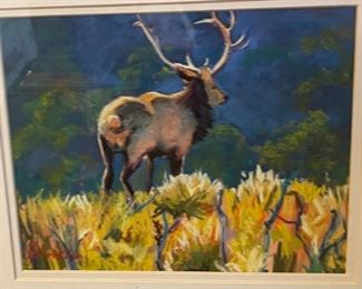 Original Art J Conklin Pastel Stag Painting	Frame: 14x17 image: 7.5x9.5in	

