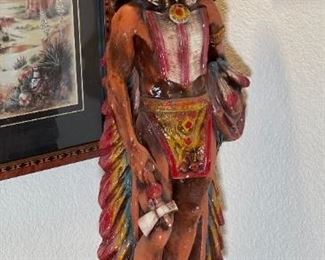 Ceramic Standing Indian Chief Statue Native American	36 x 12 x 10in	HxWxD
